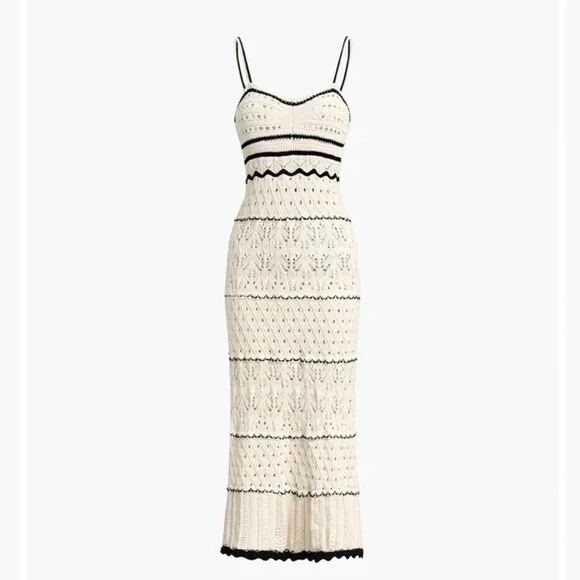 Olive & Oak | Dresses | Cream And Black Crochet Maxi Dress | Poshmark